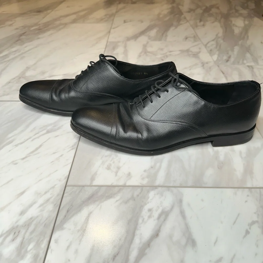 Prada Black Leather Men's Dress Shoes - Picture 4 of 8